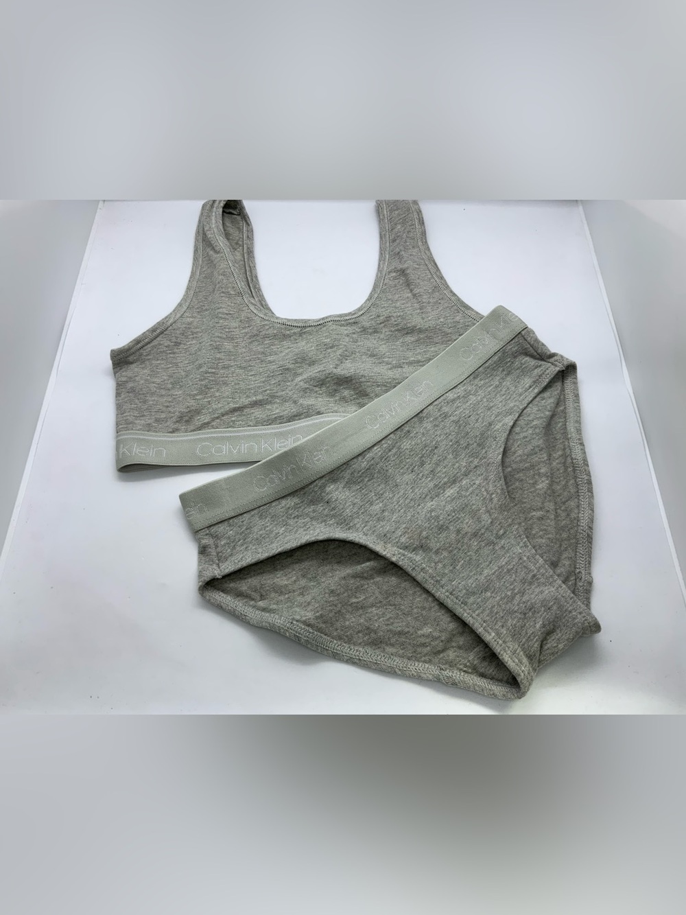 Calvin Klein Light Gray Cotton Bralette & Bikini Set